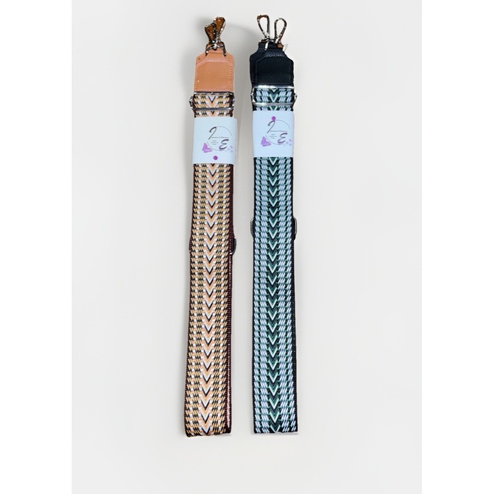 Brown/Green Adjustable Replacement Purse Crossbody Strap Bundle Silver Hardware